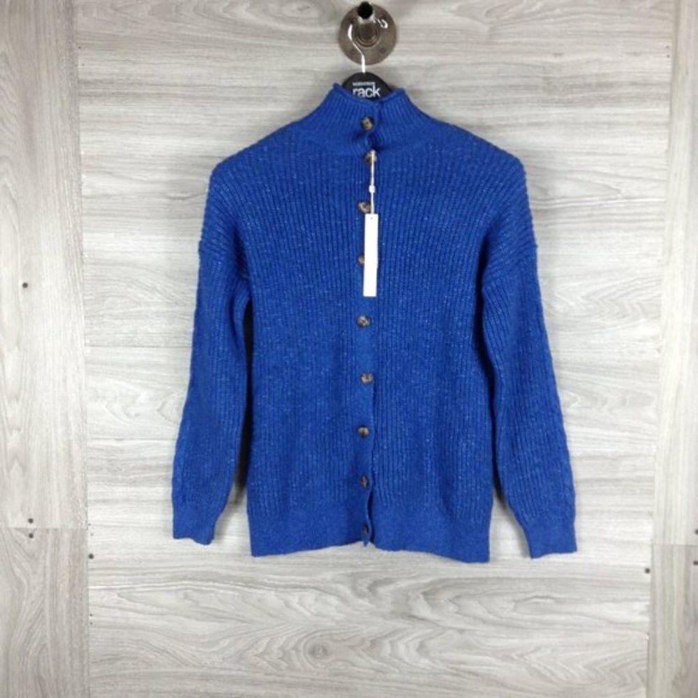 Caslon Blue country Cable Knit Back Button Cowl Sweater size S